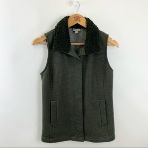 J. Jill Fleece Vest with Shearling Collar XS